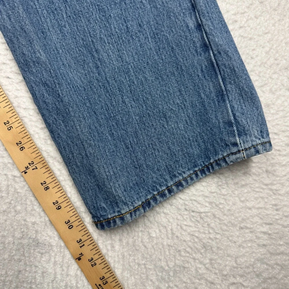 Levis 501 Jeans Blue Regular Straight Fit Faded Stonewash Denim Men's 42x32